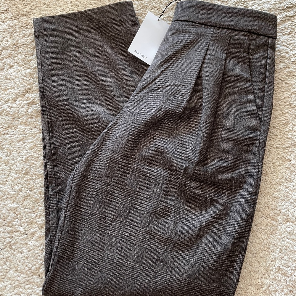 Mango Women Dress Pants Flannel Rich Brown Size XS